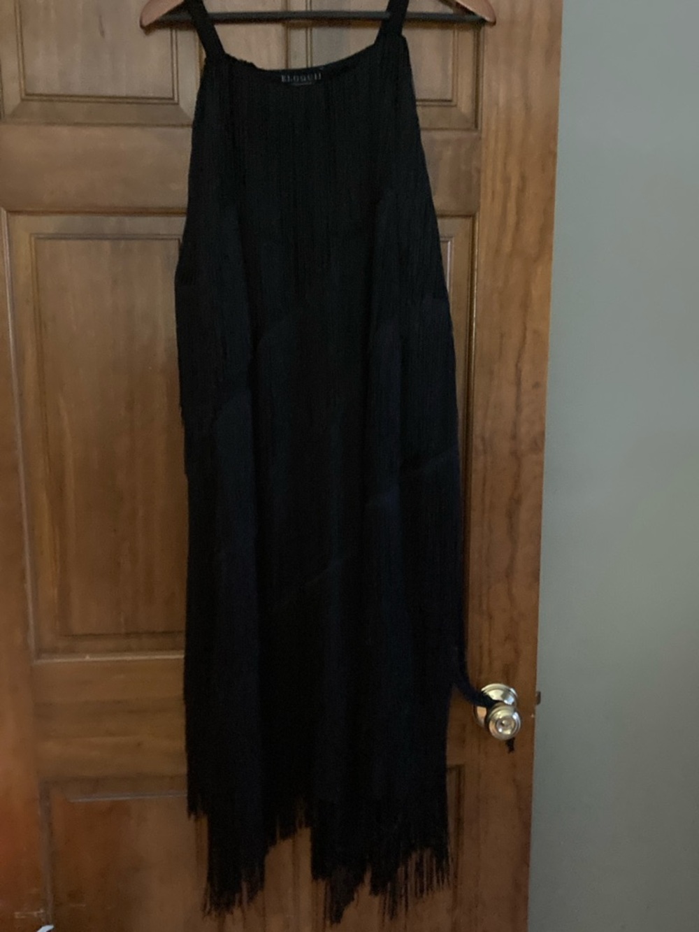 Eloquii Black Fringe Midi Dress